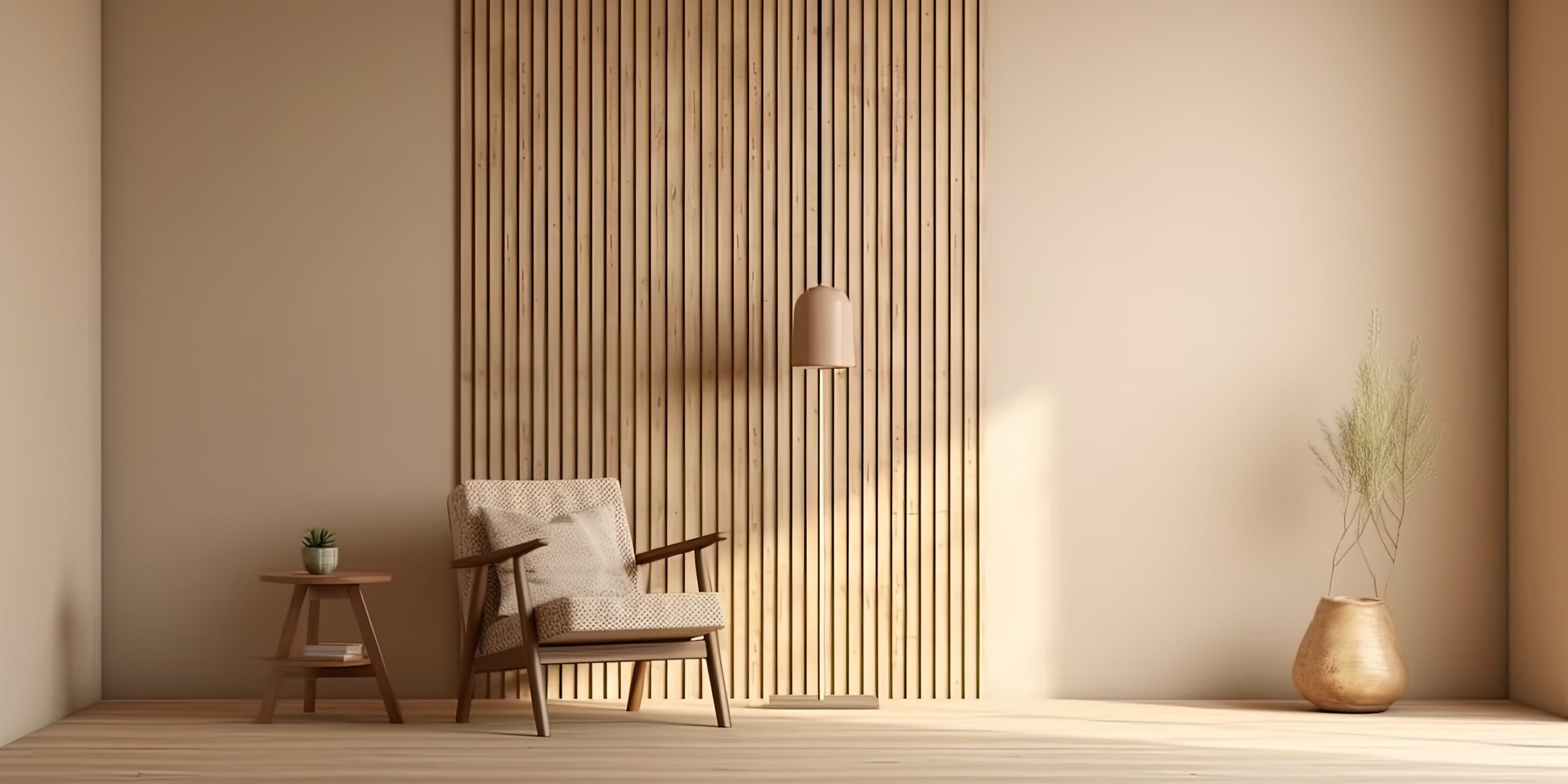 Mur avec tasseaux de bois-min